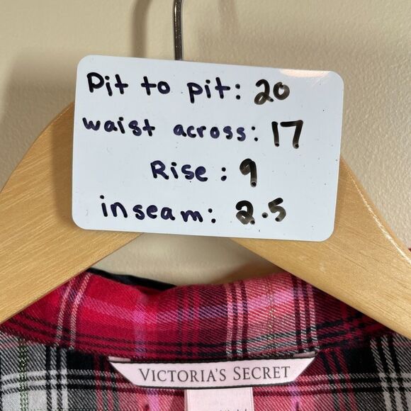 Victorias Secret Plaid Flannel One Piece Romper Pajamas Size S Red Long Sleeve - Picture 5 of 5